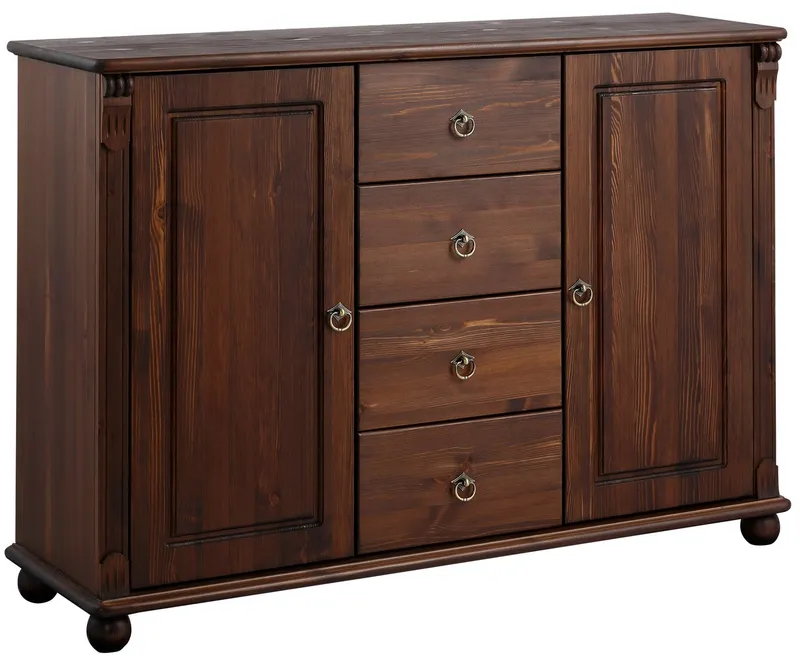 OTTO home Kombikommode Tessin, Buffetunterschrank, klassischer Landhausstil, aus massiver, FSC®-zertifizierter Kiefer, 128cm breit, Braun, – Produktbild 1 von 5
