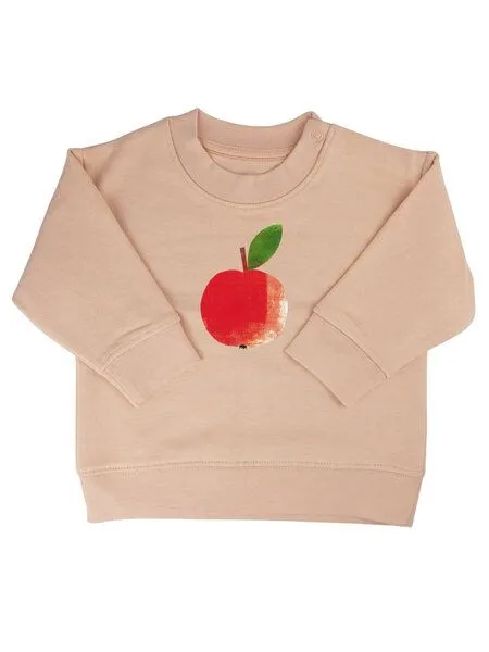 MelaDi Meladi Kinder Baby - Sweater aus Biobaumwolle - Apfel auf Creme Latte, Mokka, – Produktbild 1 von 6