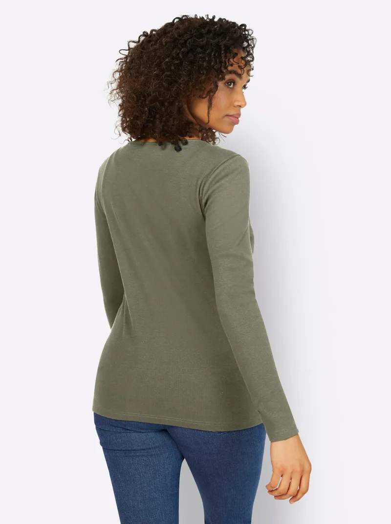 heine Langarmshirt khaki, Khaki, – Produktbild 1 von 2