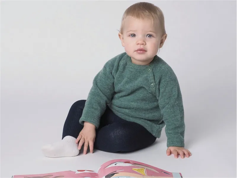 Reiff Strickwaren Reiff Strickwaren Baby und Kinder Pullover Bio-Merinowolle Fleece, Grün, – Produktbild 2 von 2