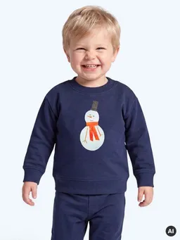 MelaDi MELAdi Kinder Baby-Sweater aus Biobaumwolle - Schneemann auf Navy Blue – Produktbild 1 von 1