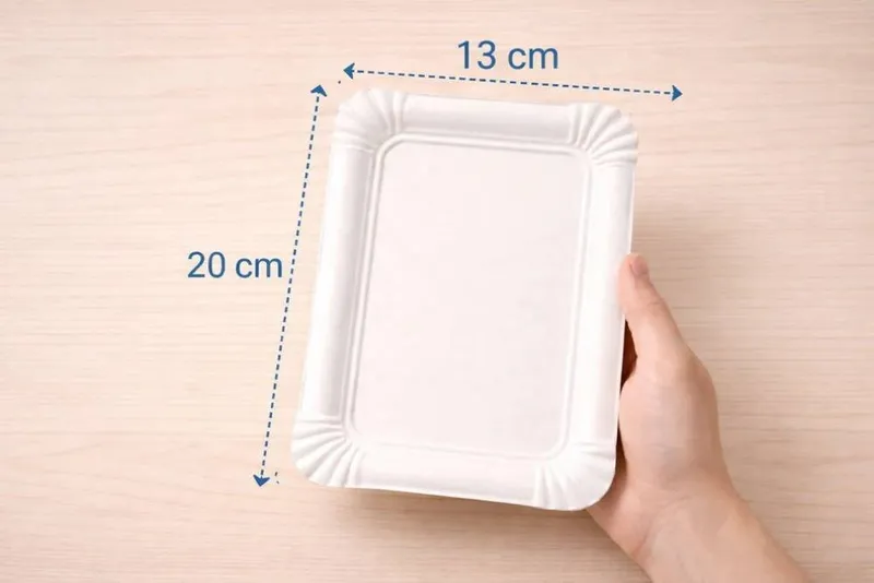 PACKEO Pappteller Einweg-Servierschale aus Pappe, Kuchtenteller, rechteckig 20 × 13 cm, (250 St), - Weiss – Produktbild 3 von 5