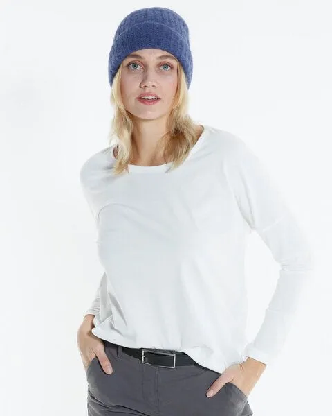 Alma & Lovis Alma & Lovis Softe Alpaka-Mütze im Rippenstrick, Blue, – Produktbild 2 von 4
