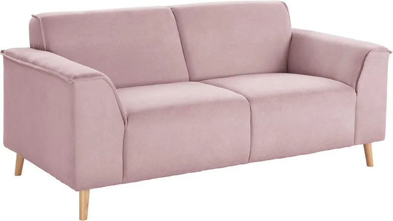 Home affaire 2-Sitzer Janek Scandic Design, elegant und zeitlos, mit Federkern und Keder in scandinavischem Design, Rosa, – Produktbild 3 von 5