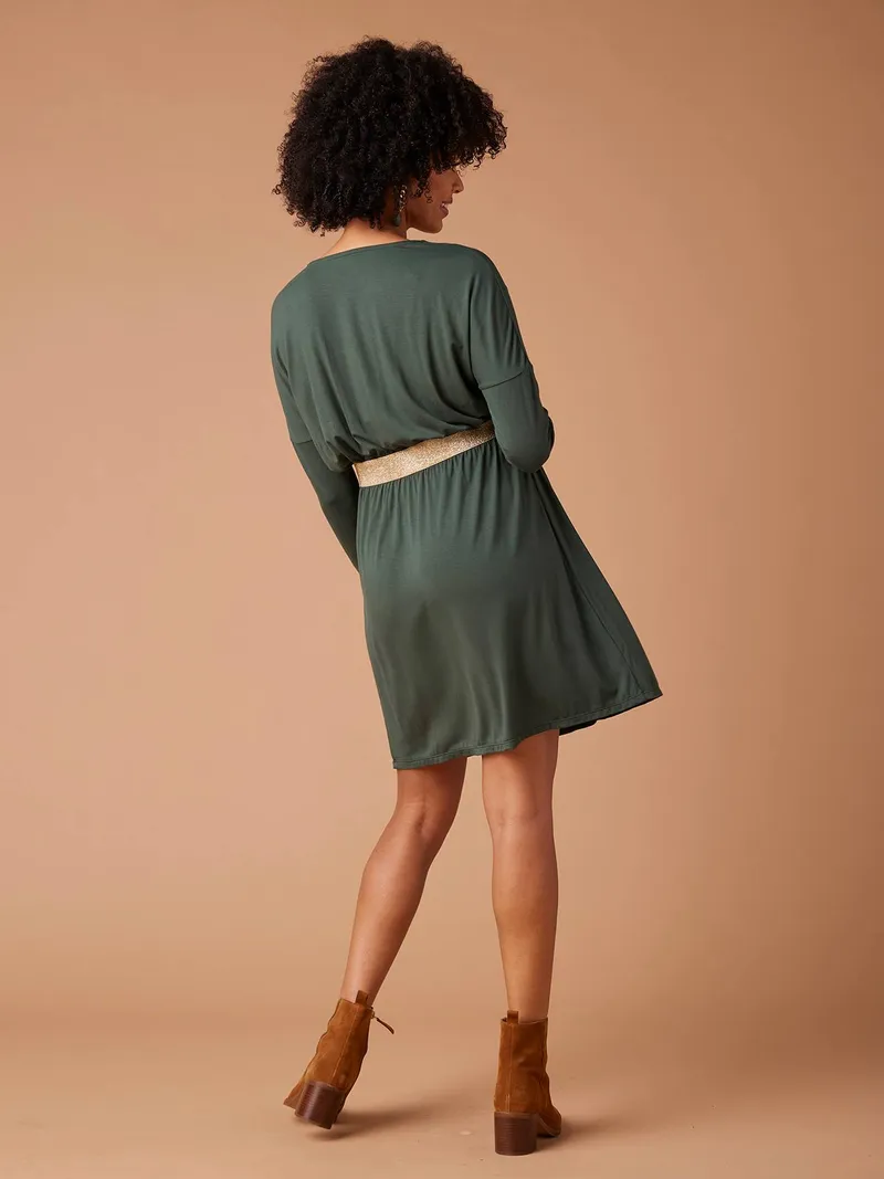 Envie De Fraise Nachhaltiges Minikleid für Schwangerschaft und Stillzeit FELICINEOR ENVIE DE FRAISE, Tannengrün, – Produktbild 4 von 4