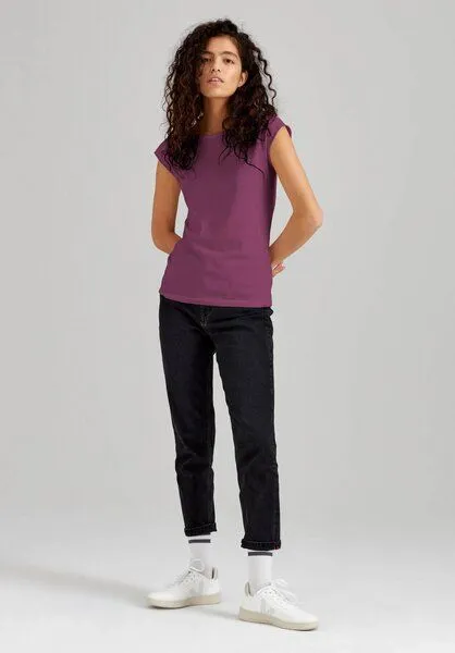 THOKKTHOKK ThokkThokk TT01 Cap Sleeve T-Shirt Damen (GOTS, vegan, Bio-Baumwolle), Plum (violett), – Produktbild 2 von 7