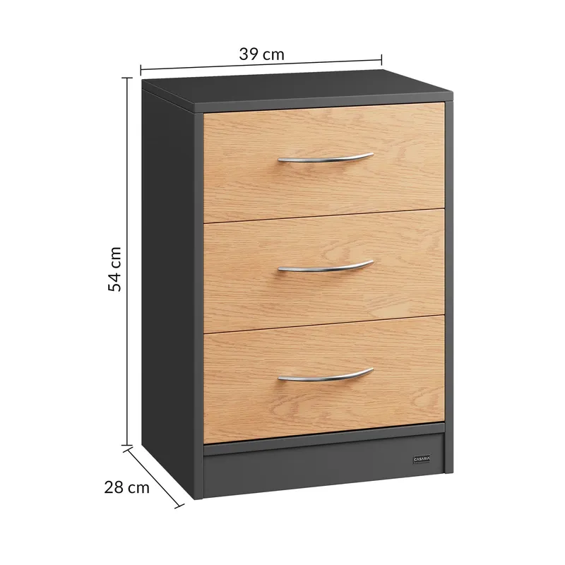 Casaria® Nachttisch Eloise 2er-Set Holz/Grau 54x39x28cm – Produktbild 2 von 2