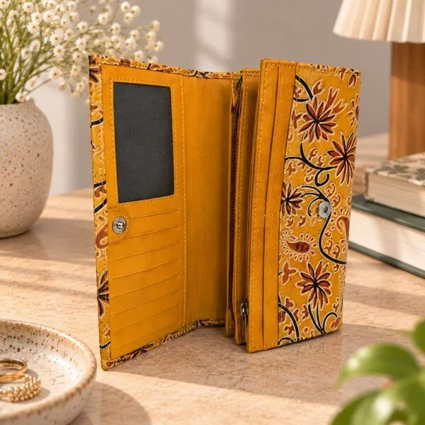 Janselo Sunflower Bloom Design Leder-Damen-Geldbörse – Produktbild 3 von 4