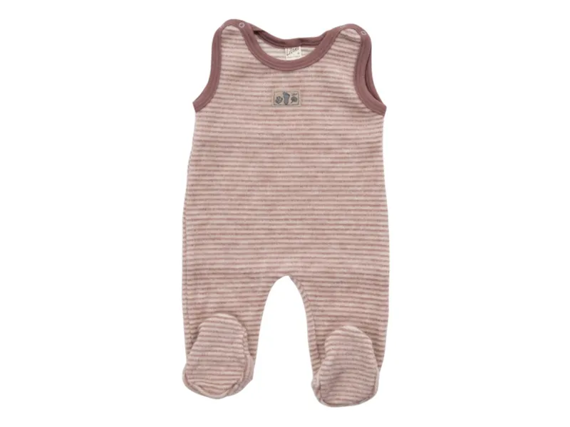 Lilano Lilano Baby Strampler mit Fuß Bio-Merinowolle Wollplüsch mauve ringel Gr.56, Rosa, – Produktbild 1 von 1