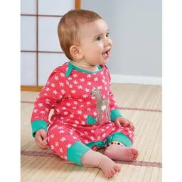 Frugi Frugi Baby-Strampler Rehkitz Charlie Romper/Watermelon Cherry Blossom/Deer – Produktbild 1 von 1