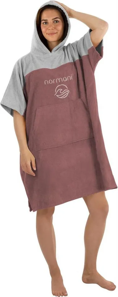 normani Badeponcho Damen Surfer Poncho Kuta, Bio-Baumwolle, Kapuze, Schlupf, Badeponcho aus 100 % saugstarker Bio-Baumwolle, Rosa, – Produktbild 2 von 5