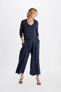 Neu Nomads Neu Nomads Damen vegan Hose Cropped Palazzo Mitternachtsblau – Produktbild 1 von 1