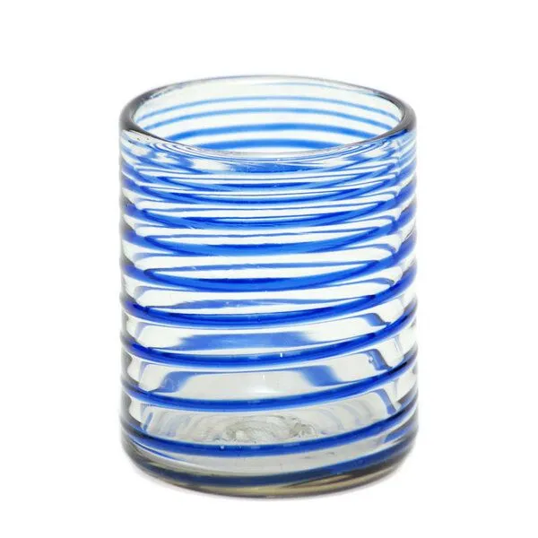 GLOBO Fair Trade GLOBO Fair Trade Glas REFRESCO aus Recyclingglas, mundgeblasen, Blaue spirale, – Produktbild 1 von 2