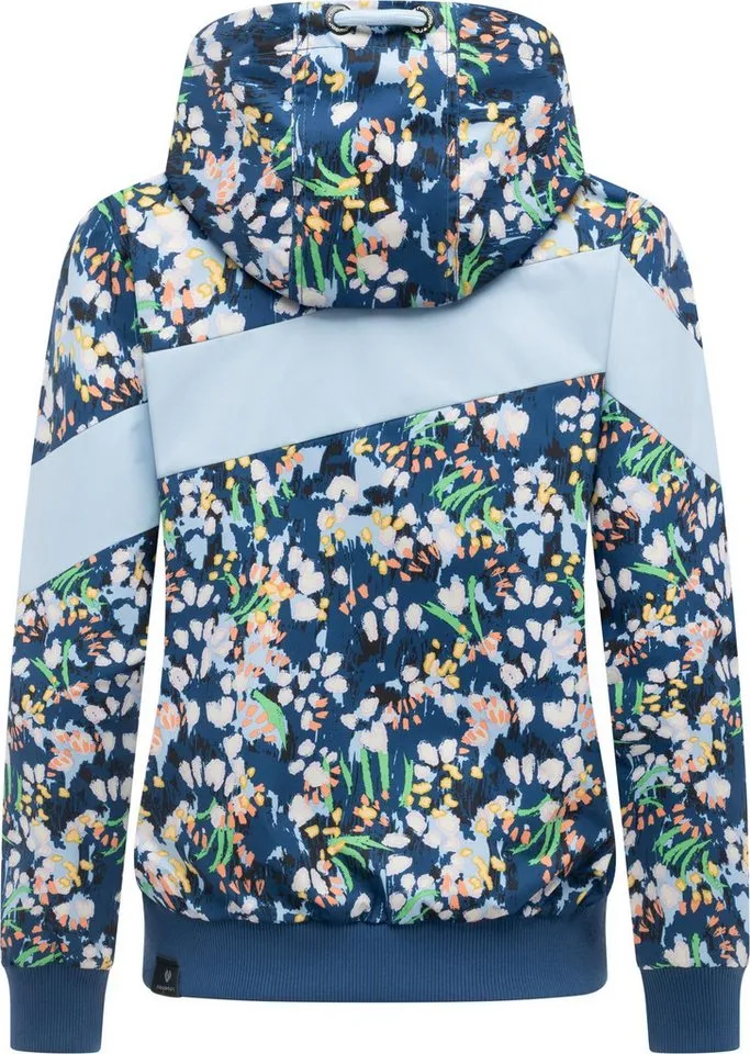 ragwear ragwear Outdoorjacke Nuggie Block Flower modische Damen Freizeitjacke mit floralem Print, Blau, – Produktbild 4 von 5