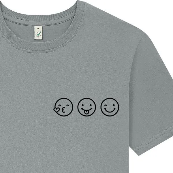 Spreecult Spreecult Smile - Bio und Fair - Männer Unisex T-Shirt - Smiley Emoji Shirt, Opal, – Produktbild 1 von 3
