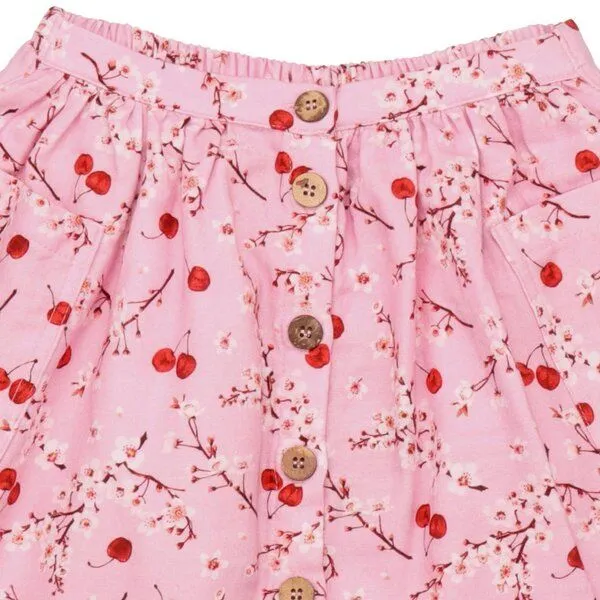 Walkiddy Walkiddy Kleinkinder Rock GOTS-zertifiziert aus Bio-Baumwolle rosa mit Kirschen-und-Blüten-Muster, Blau, – Produktbild 2 von 3