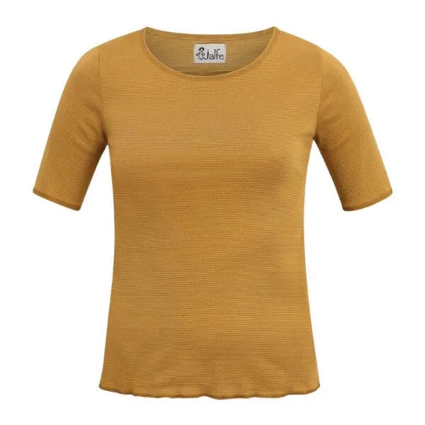 Jalfe Jalfe Kurzarmshirt Baumwolle geringelt, Curry-lightbrown (hellbraun), – Produktbild 1 von 1