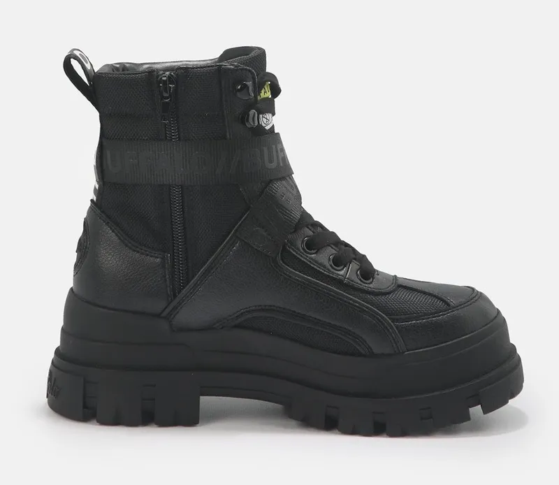 Buffalo Buffalo Aspha Com1 Vegan Winterboots Schnürstiefelette, Plateauboots mit Innen-Reißverschluss, Schwarz, – Produktbild 4 von 5