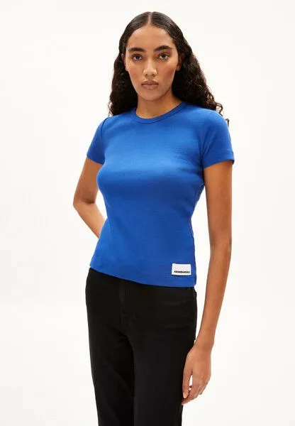 ARMEDANGELS ARMEDANGELS KARDAA Damen Ripp-T-Shirt aus Bio-Baumwoll Mix, Dynamo blue, – Produktbild 1 von 4