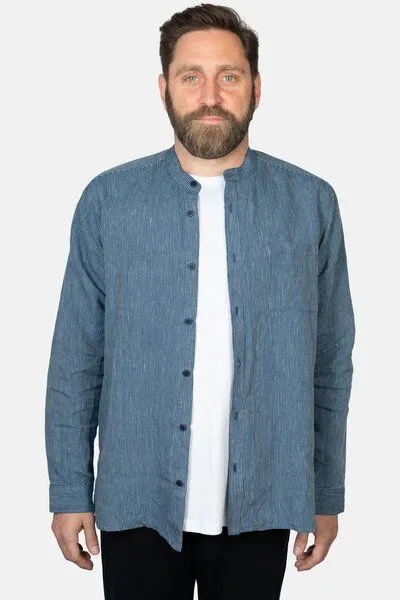 Hanseheld Hanseheld Leinenhemd Fischer Herren, Blau/weiß gestreift, – Produktbild 2 von 4