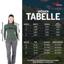 Woolona Woolona Merino Langarmshirt Damen - VEGA - 100% Merinowolle (Zip) – Produktbild 1 von 1