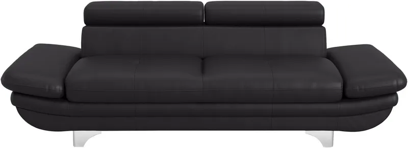COTTA 3-Sitzer Enterprise Big-Sofa mit Kopf- und Armteilverstellung, B: 233 cm, Leder, Modernes Einzelsofa, Schwarz, – Produktbild 2 von 4