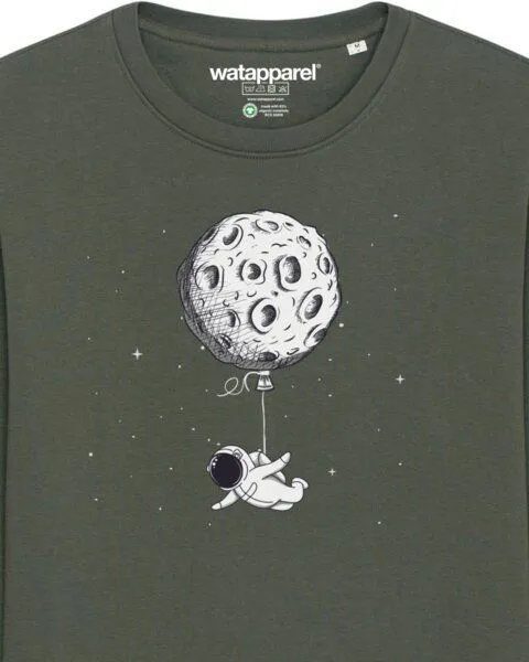 watapparel watapparel Sweatshirt Unisex Funny Spaceman, Khaki, – Produktbild 3 von 4