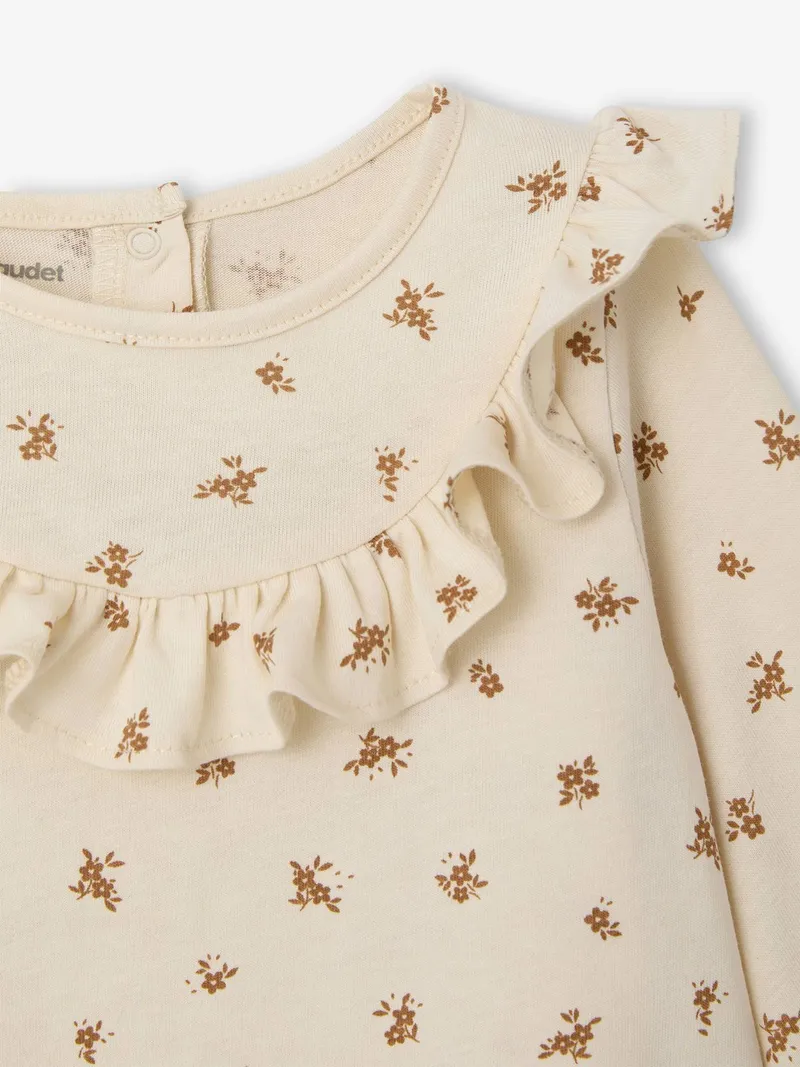 Vertbaudet Baby Blusenshirt mit Blumenprint und Volants vanille, Vanille, – Produktbild 2 von 4