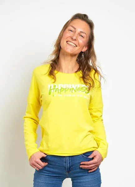 SPARKLES OF LIGHT SPARKLES OF LIGHT Yoga Shirt | HAPPINESS, Gelb, – Produktbild 1 von 3
