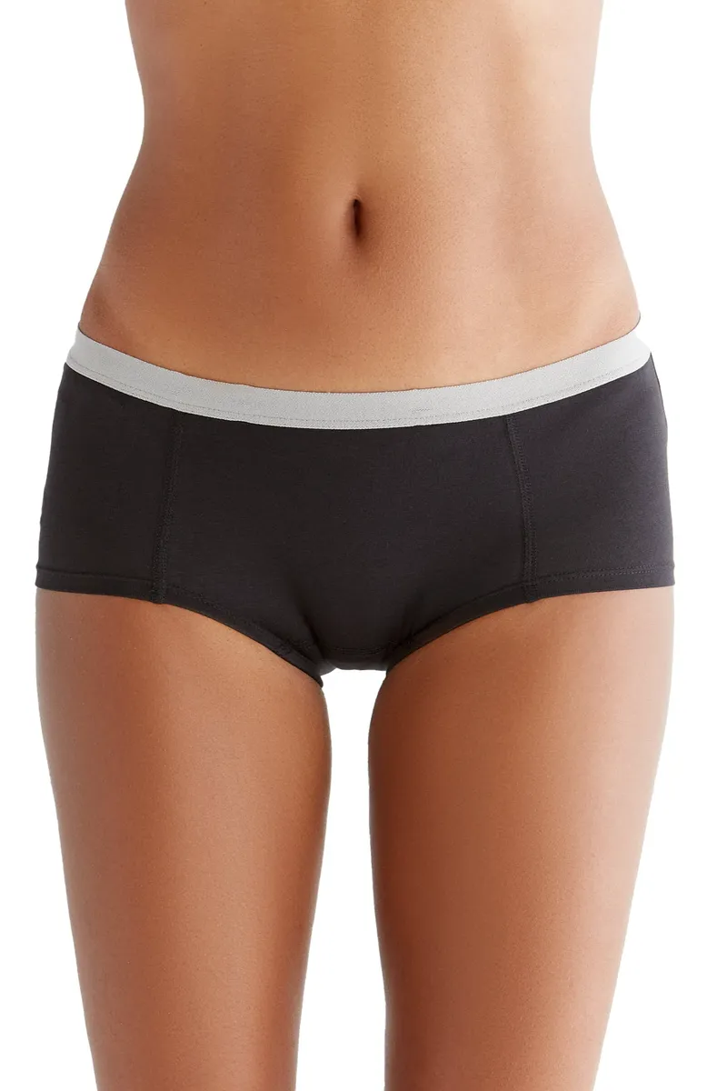 Albero Natur Albero Natur Damen vegan Multipack 4x Slips Boyshorts, Schwarz, – Produktbild 1 von 2