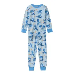 People Wear Organic People Wear Organic Pyjama, blau bedruckt "Drachen", Bio-Baumwolle – Produktbild 1 von 1