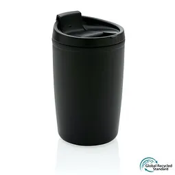 XD Collection GRS recycelter PP-Becher mit Flip-Deckel, schwarz, Schwarz, – Produktbild 1 von 1
