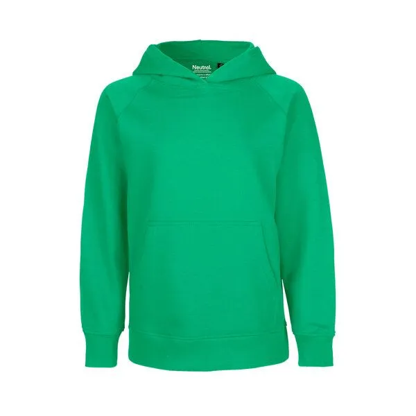 HANDGEDRUCKT HANDGEDRUCKT "Klammerkatze" Kinder Hoody aus reiner Biobaumwolle (kbA), Green, – Produktbild 2 von 4