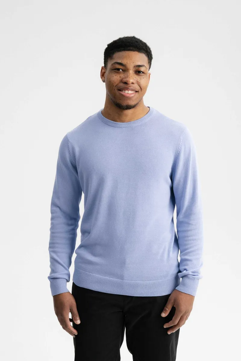 MELA MELA Herren vegan Feinstrickpullover Himal Forget-Me-Not Hellblau, Hellblau, – Produktbild 2 von 2