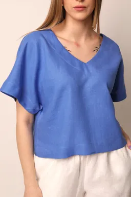 Amber Linen Amber Linen Damen vegan Top Malta Kornblumenblau – Produktbild 1 von 1