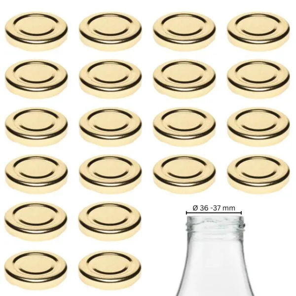 mikken mikken 20 Ersatzdeckel TO48 Ø 5 cm für Glasflaschen Twist-Off Schraubdeckel, Gold, – Produktbild 1 von 3