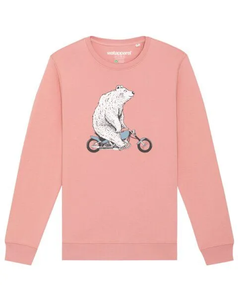 watapparel watapparel Sweatshirt Unisex Bär auf Bike, Canyon pink, – Produktbild 1 von 4