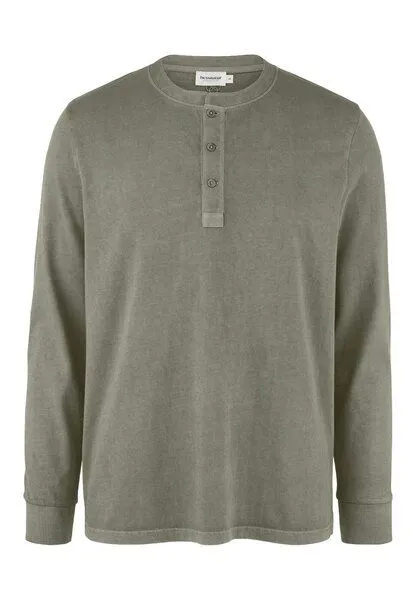 hessnatur hessnatur Henley Longsleeve Relaxed aus reiner Bio-Baumwolle, Salbeigrün, – Produktbild 3 von 4