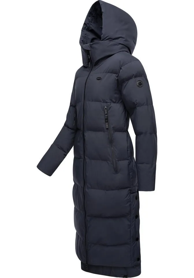 ragwear ragwear Wintermantel Patrise Extralanger Damen Winter Steppmantel mit Gehschlitzen, Blau, – Produktbild 3 von 3