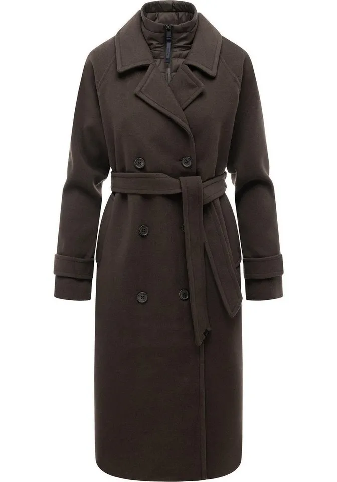ragwear ragwear Langmantel Trenchie Felt Y Weicher Trenchcoat mit herausnehmbarem Stepp-Inlay, Braun, – Produktbild 2 von 3