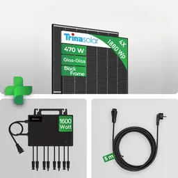 Growatt Balkonkraftwerk 1880wp | 4x Trina Vertex S+ 470W | Microwechselrichter 800W | inkl. 0 % MwSt. für Privatkunden – Produktbild 1 von 1