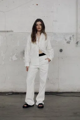IVA RYCH IVA RYCH Jeanshemd mit Druckköpfen in weiß I Deadstock – Produktbild 1 von 1