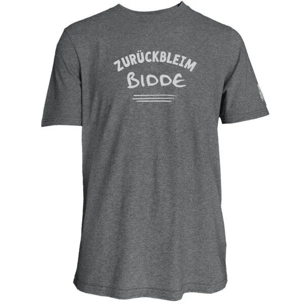 Spirit of Hamburg Spirit of Hamburg Biobaumwoll T-Shirt mit Spruch „ZURÜCKBLEIM BIDDE“, Anthrazit, – Produktbild 1 von 2