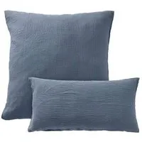 hessnatur hessnatur Musselin Kissenbezug aus reiner Bio-Baumwolle, Stahlblau, – Produktbild 1 von 2