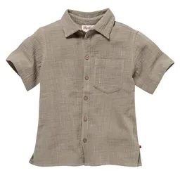 People Wear Organic People Wear Organic Musselin Kurzarm Hemd, grün uni, Bio-Baumwolle – Produktbild 1 von 1