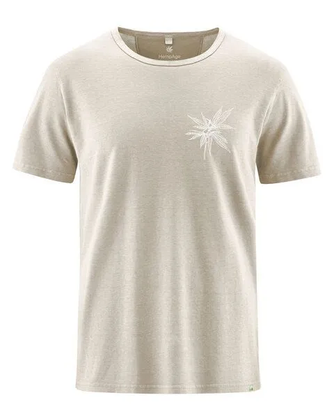 HempAge HempAge Herren T-Shirt mit Print Hanf/Biobaumwolle, Distel(beige), – Produktbild 2 von 4