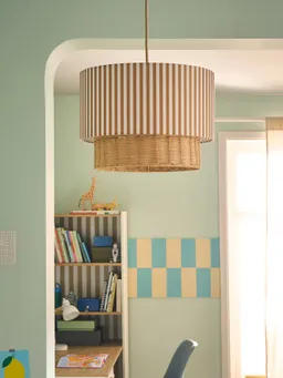 Vertbaudet Rattan-Lampenschirm STREIFEN doppellagig Kinderzimmer – Produktbild 1 von 1