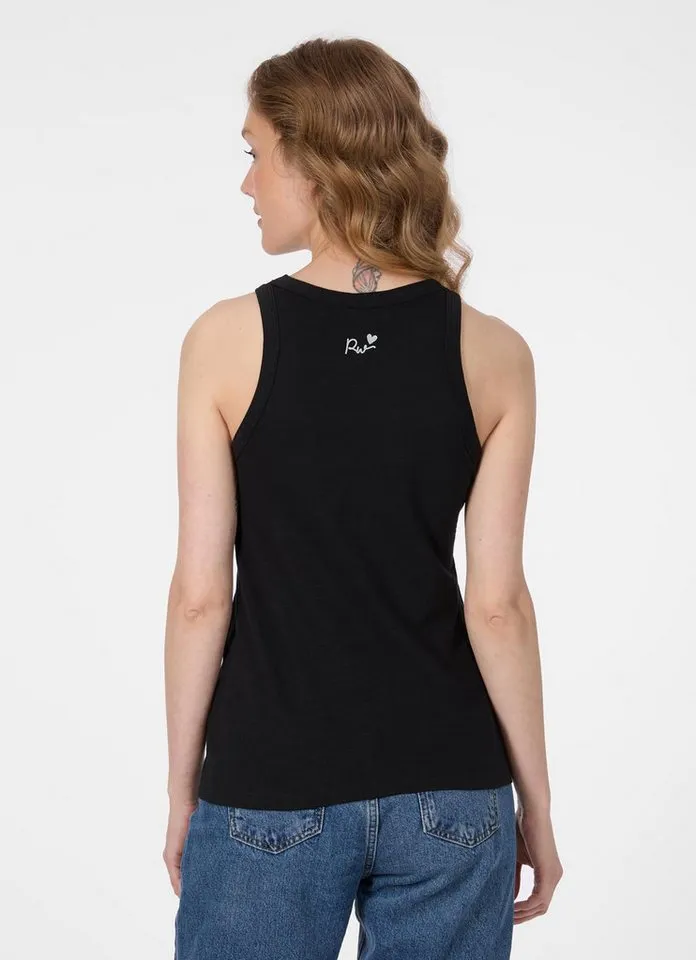ragwear ragwear Tanktop JULYANA SLUB Baumwolle in wolkiger Optik mit Logodetail hinten, Schwarz, – Produktbild 2 von 2