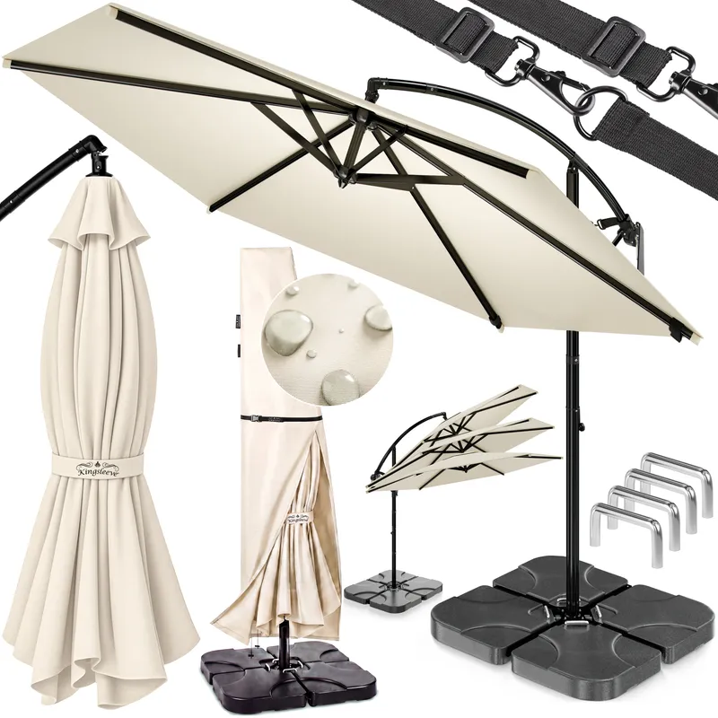 Casaria® Ampelschirm Creme 350cm Komplettset inkl 4 Gewichte & Schutzhülle – Produktbild 1 von 2
