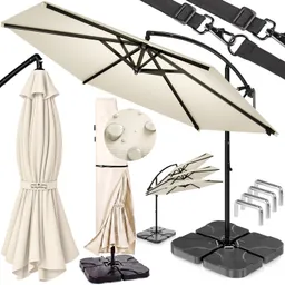 Casaria® Ampelschirm Creme 350cm Komplettset inkl 4 Gewichte & Schutzhülle – Produktbild 1 von 1